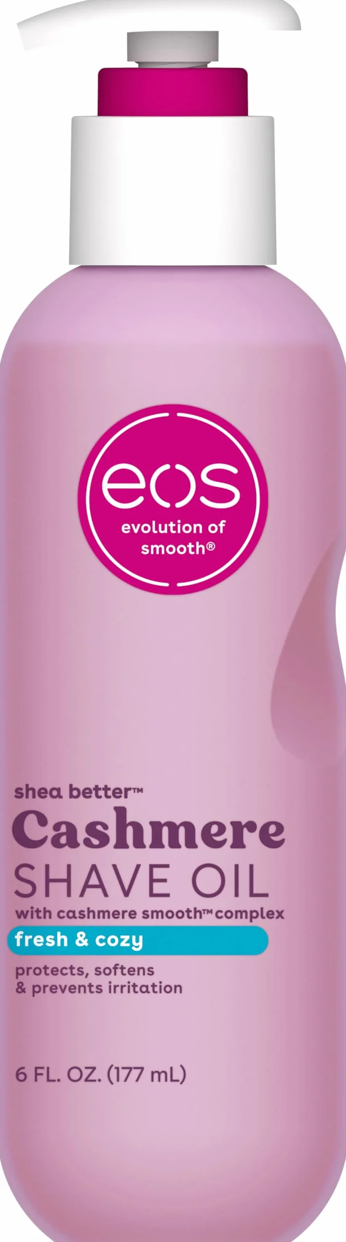 eos Cashmere Shave Oil - Huile de rasage hydratante Fresh & Cozy - Avec beurre de karité et glycérine - Pour peaux sensibles - 177 ml