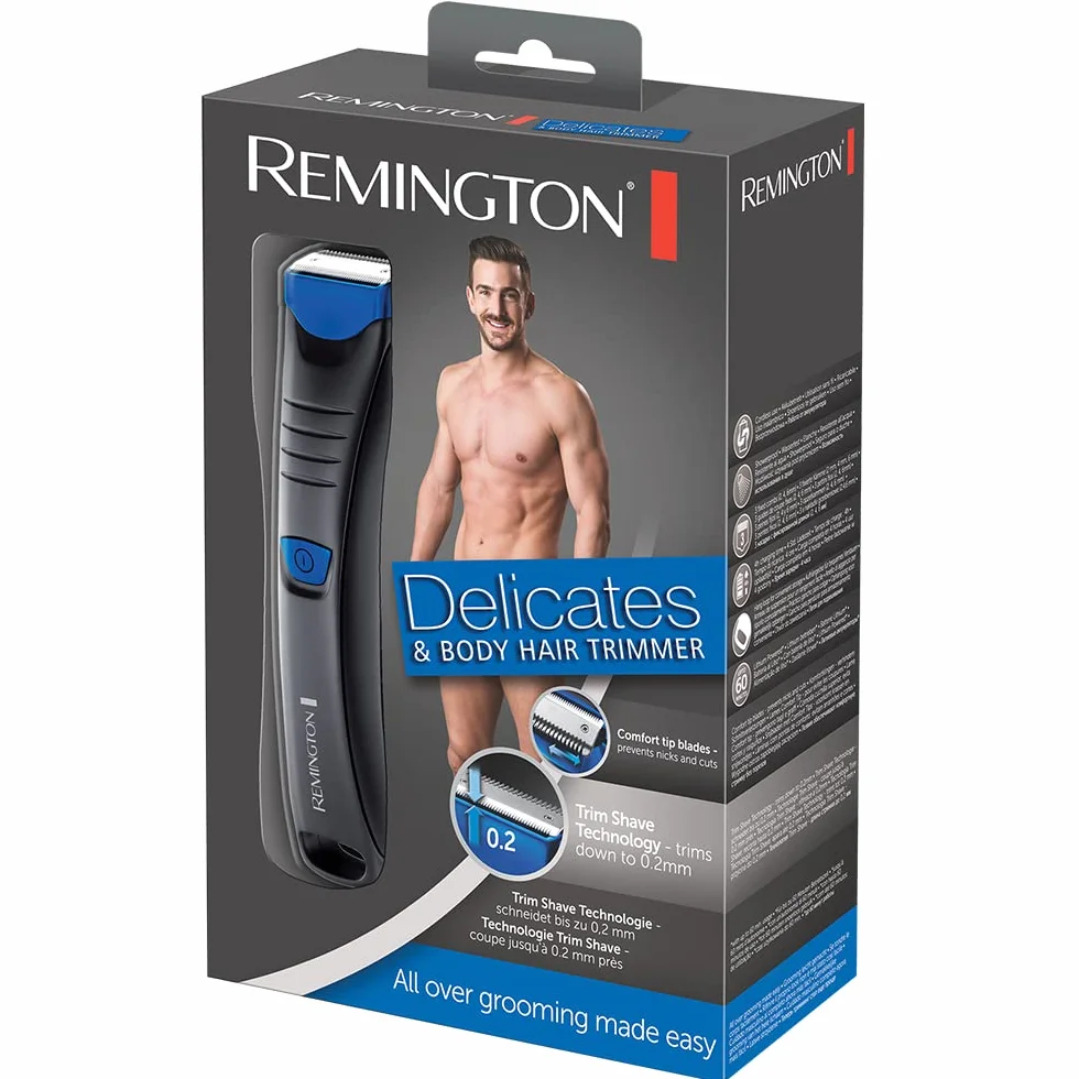 Remington Tondeuse Corps [Précision & Confort] Delicates (Anti-coupures & irritations, Rase à 0,2mm,3 Sabots: 2,4 & 6 mm, Rechargeable, fin et léger Batterie, Lithium, Wet&Dry, pochette) BHT250