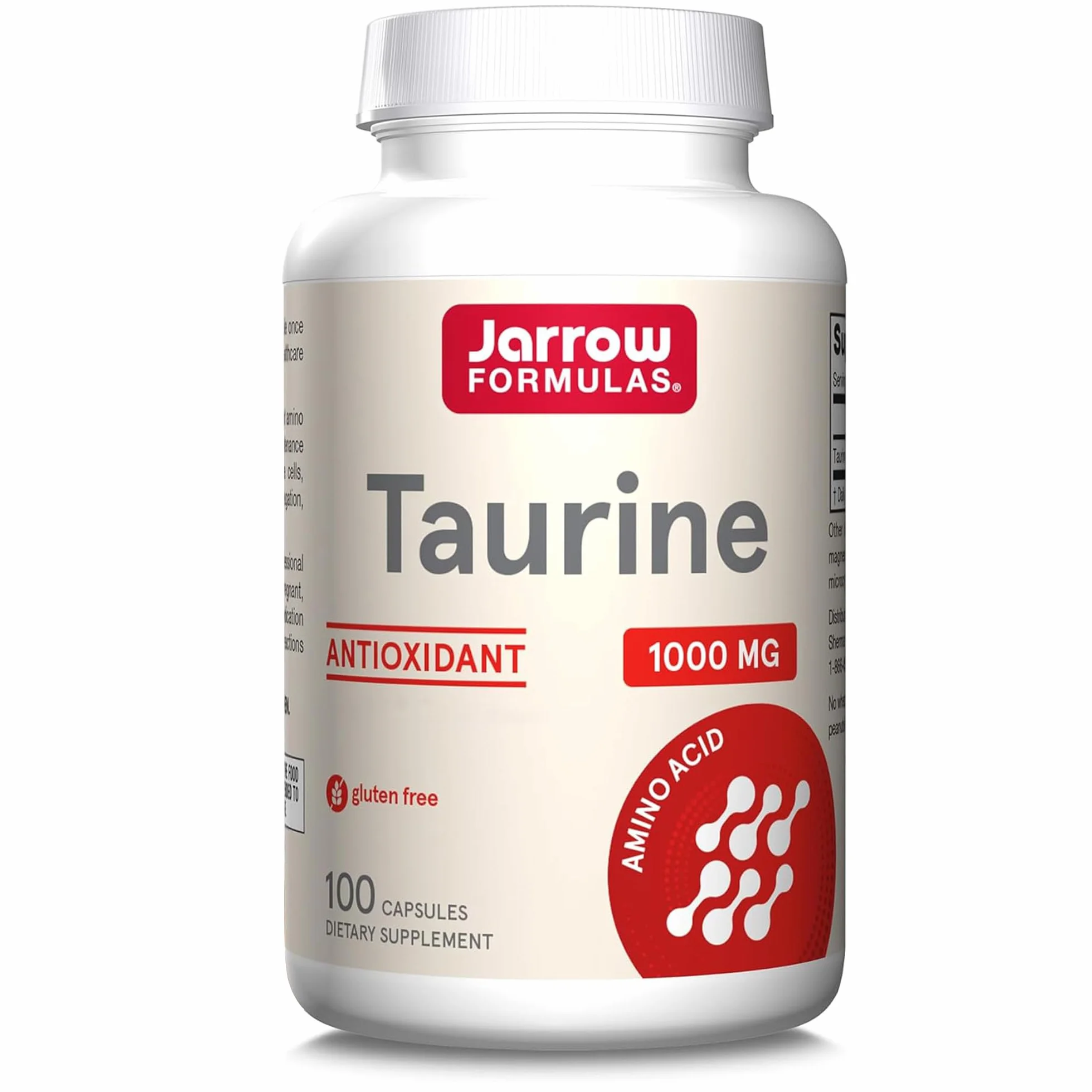 Jarrow Formulas, Taurine, 1.000mg, Hautement Dosé, 100 Capsules, Sans Gluten, Sans Soja, Sans OGM