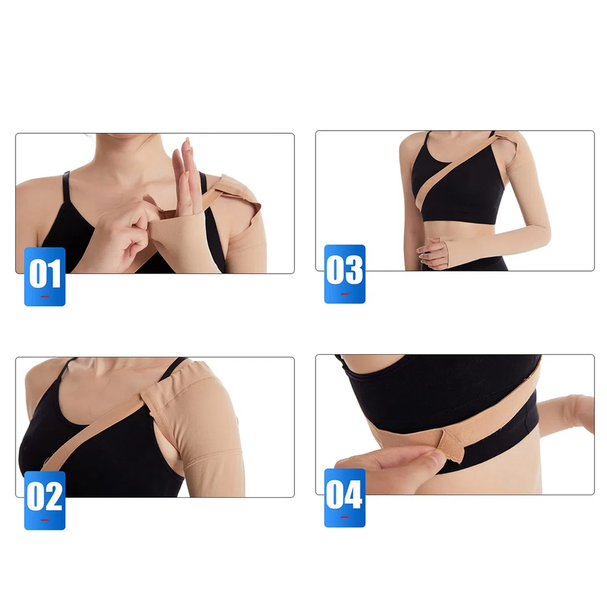 Fyearfly Manchon De Bras De Lymphoedème En Nylon Doux Haute élasticité Respirant Portable Post-mastectomie Manchon De Bras Haute élasticité Soulagement De L'enflure Pour la Récupération(L-Gauche)
