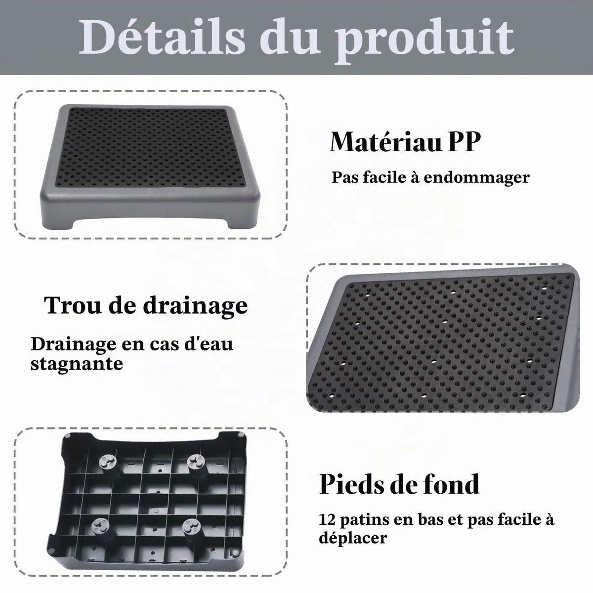 Demi Marches Antidérapantes, Escabeau Antidérapant Demi Marche Empilable, Marchepied D'aide Plateforme D'escalier Mobile, Peut Supporter Jusqu'à 200 kg, pour Les Marches et Les Seuils, Gris