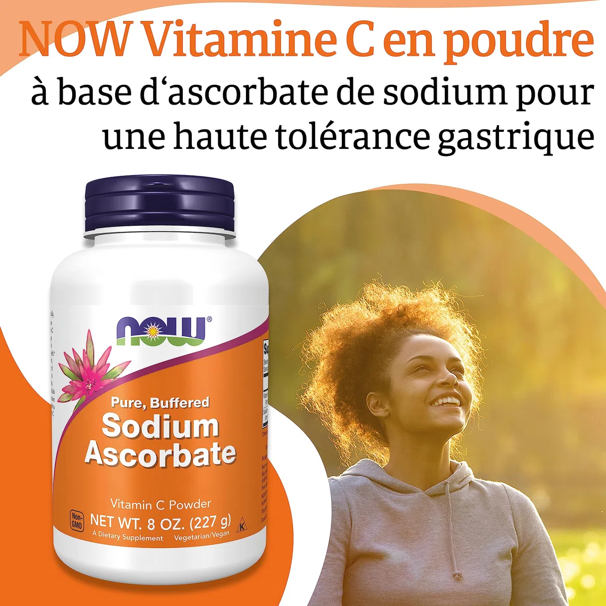 Now Foods, Sodium Ascorbate (Ascorbate de Sodium), 227g de Poudre végétalienne, Testé en Laboratoire, Vitamine C, Sans Gluten, Sans Soja, Végétarien