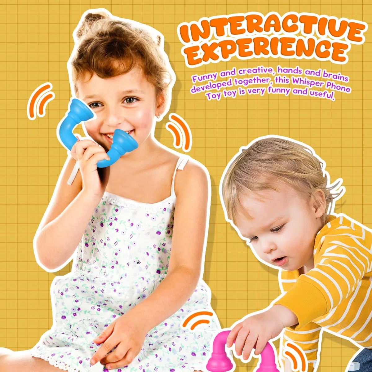 Angoily Combiné de téléphone pour enfants Jouet Téléphone chuchoteur pour orthophonie et de la prononciation Plastique silencieux de lecture pour les tout-petits