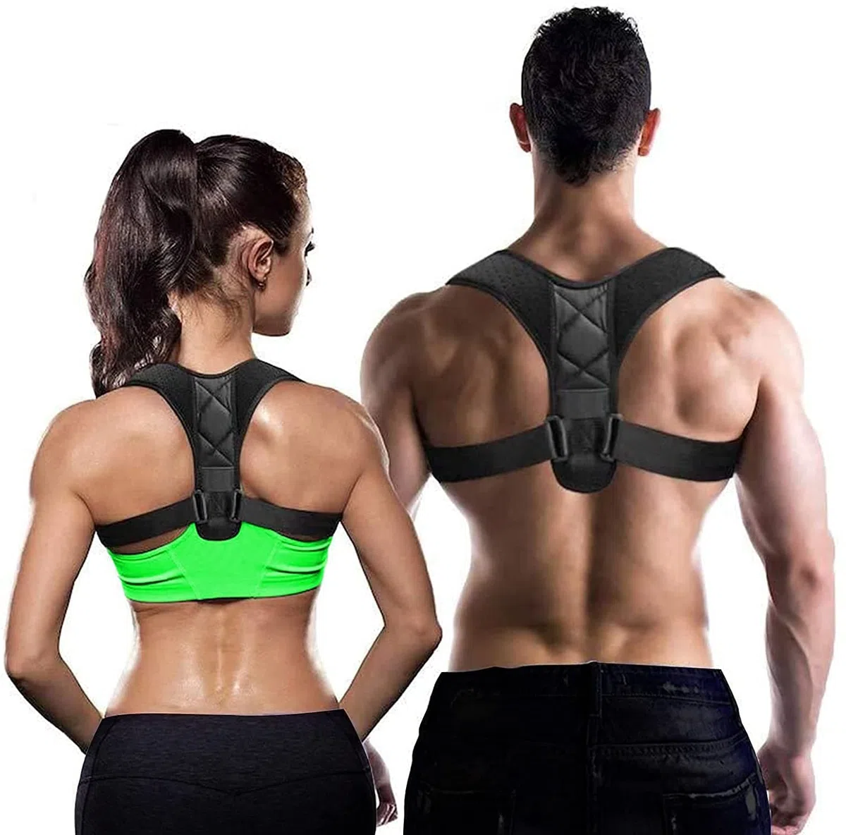 Correcteur de posture pour femmes et hommes, soutien dorsal supérieur réglable pour dos de posture - Soutien et soulagement de la douleur du cou, des épaules et du haut du dos