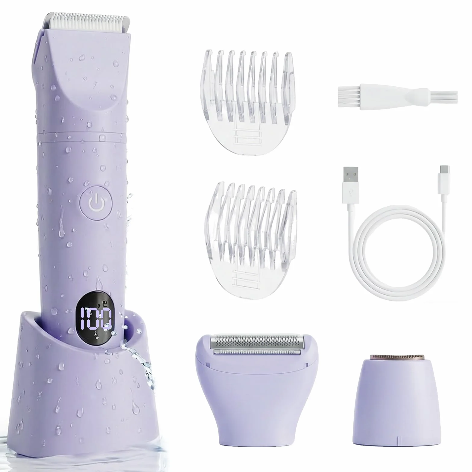 Carehabi Rasoir Electrique Femme 3 en 1 Epilateur Electrique Femme Tondeuse Femme Intime Rasoir Femme avec Affichage LED étanche IPX6 pour Bikini, Aisselles, Jambes