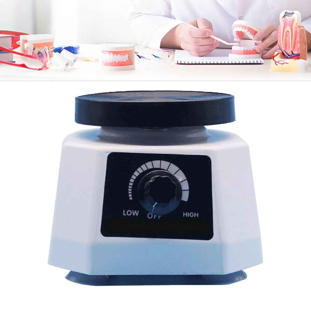 Vibrateur Dentaire 100 W - Charge Maximale : 2 kg, Vitesse Réglable En Continu, Base Antidérapante Et Table Vibrante. Oscillateur À Disque Pour Plâtre, Moules Et Résines.,White