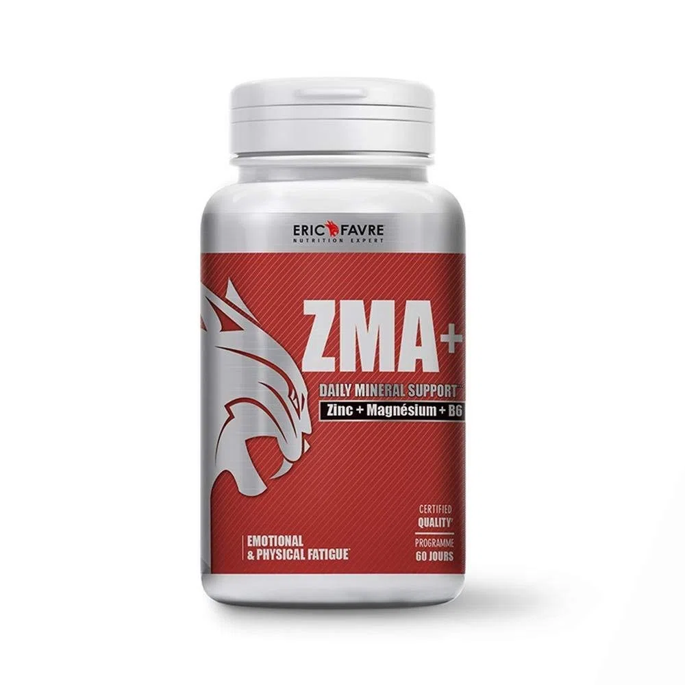 ZMA+ - Complément Hautement Dosé en Zinc Magnésium et Vitamine B6 - Métabolisme Energétique, Synthèse Protéique, Taux de Testostérone - Programme 60J - Eric Favre