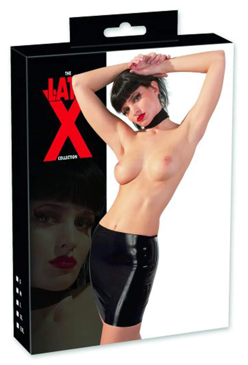 LateX Mini Jupe en Latex Noir Taille M