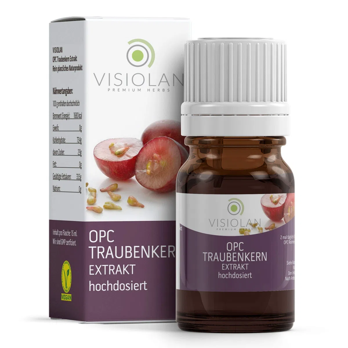OPC Extrait de Pépins de Raisin Haute Dose, 15 ml | Riche en Polyphénols Naturels | OPC pur (au moins 99,5%) | Biodisponibilité la plus élevée