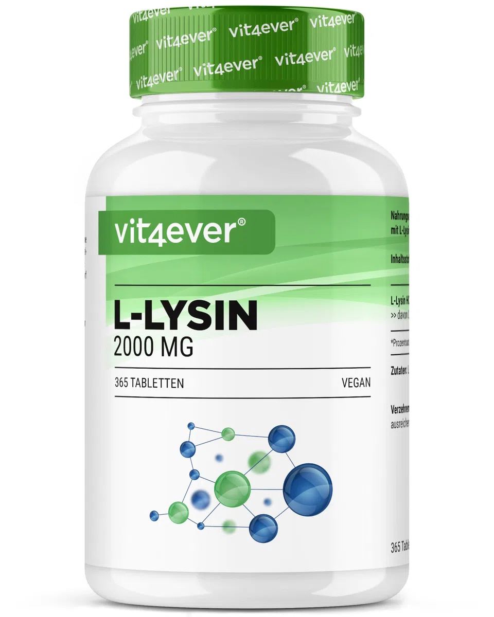 L-Lysine - 365 Comprimés - Fortement Dosé avec 2000 mg de L-Lysine HCL par Jour - Issu de Fermentation Végétale - sans Additifs Indésirables - Végétalien