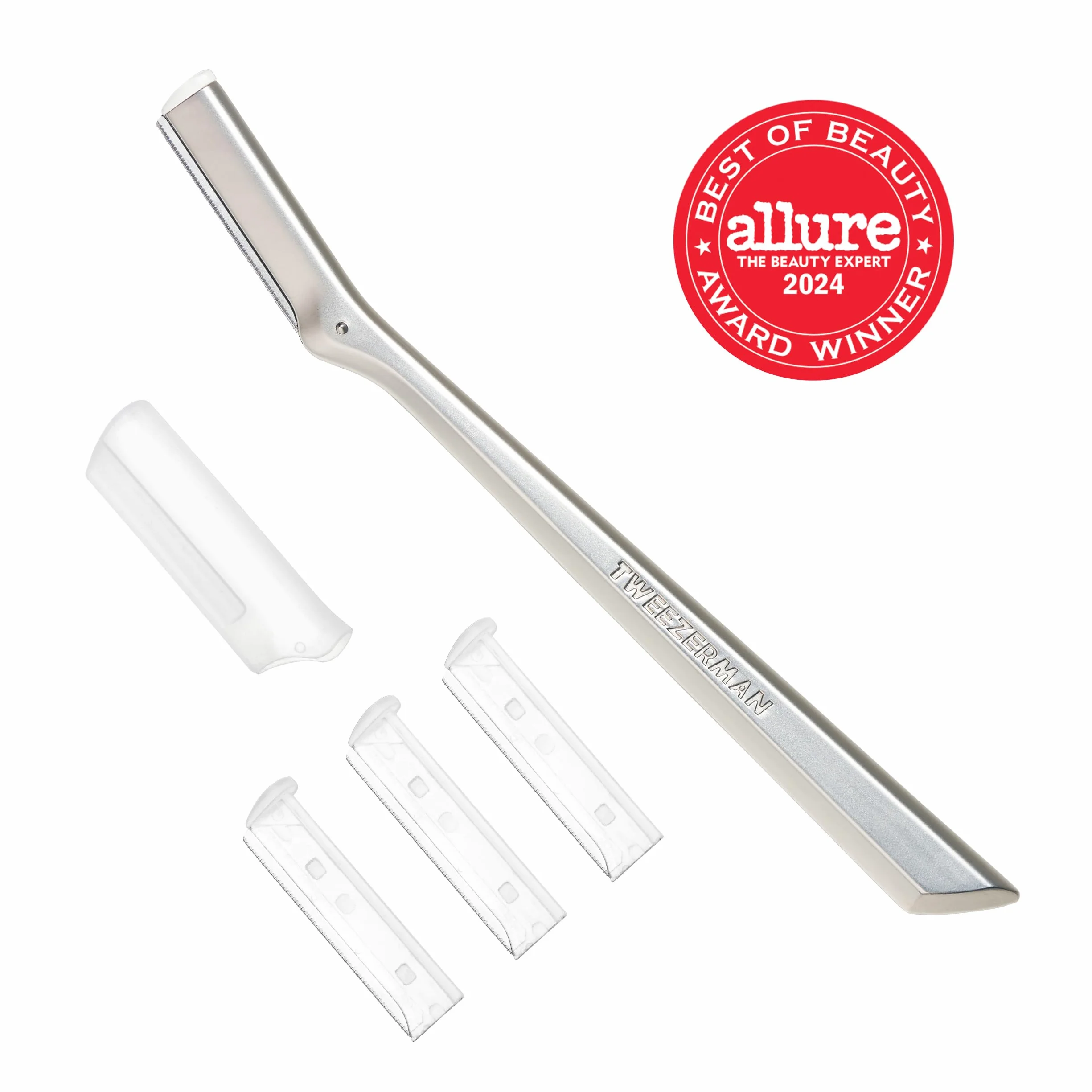 TWEEZERMAN Rasoir facial (Élimination précise, Élimination des poils, avec lame de rasoir, Acier inoxydable), argent