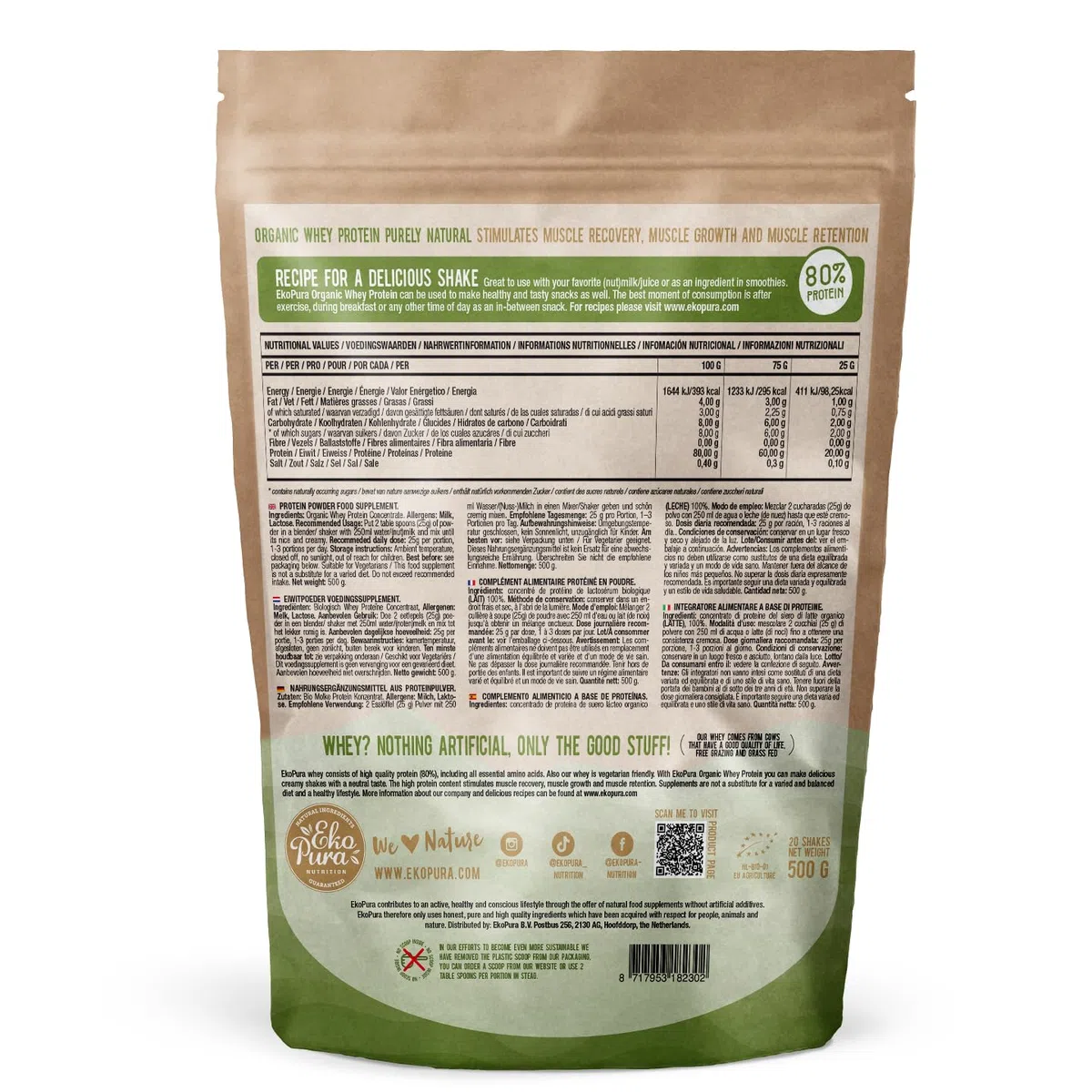 Protéine de lactosérum organique - Naturel - 80% de Protéines - Bio Certifié - Sérum biologique dérivé de vaches heureuses et nourries d'herbe