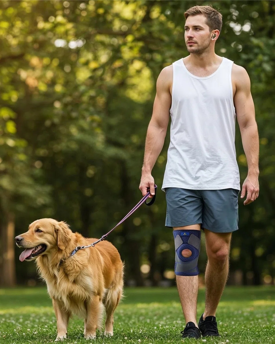 ABYON Genouillère Ligamentaire Genou, Attelle Genou Réglable avec Stabilisateurs Latéraux et Coussinet en Gel Ouvert pour Homme et Femme Ligamentaire, Déchirure du Ménisque, Haltérophilie et Course