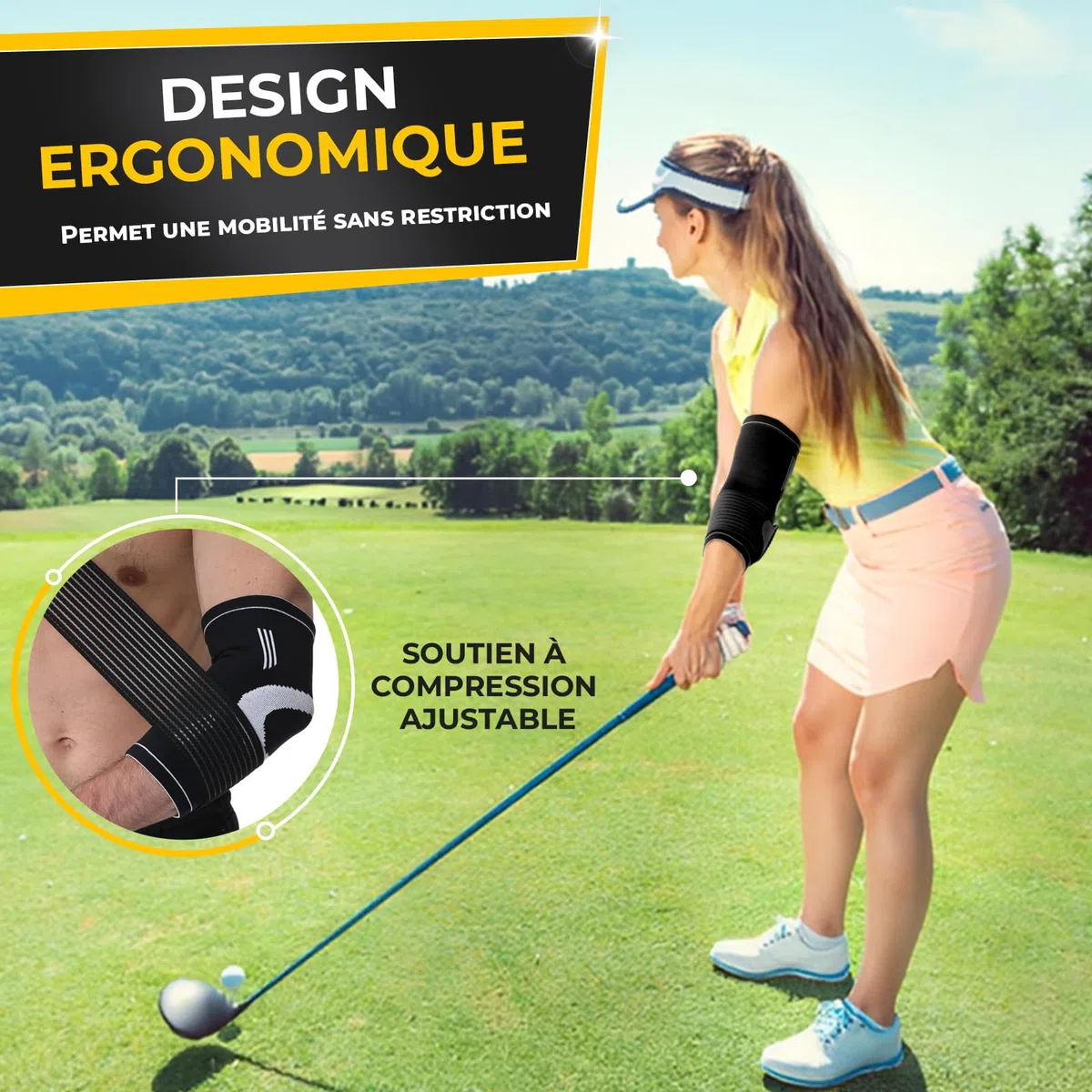 NEOtech Care Coudière - Compression AJUSTABLE - Légère, élastique, flexible, respirante - Protège-coude pour sport, tennis, golf (Noire, Taille M, 1 Paire)