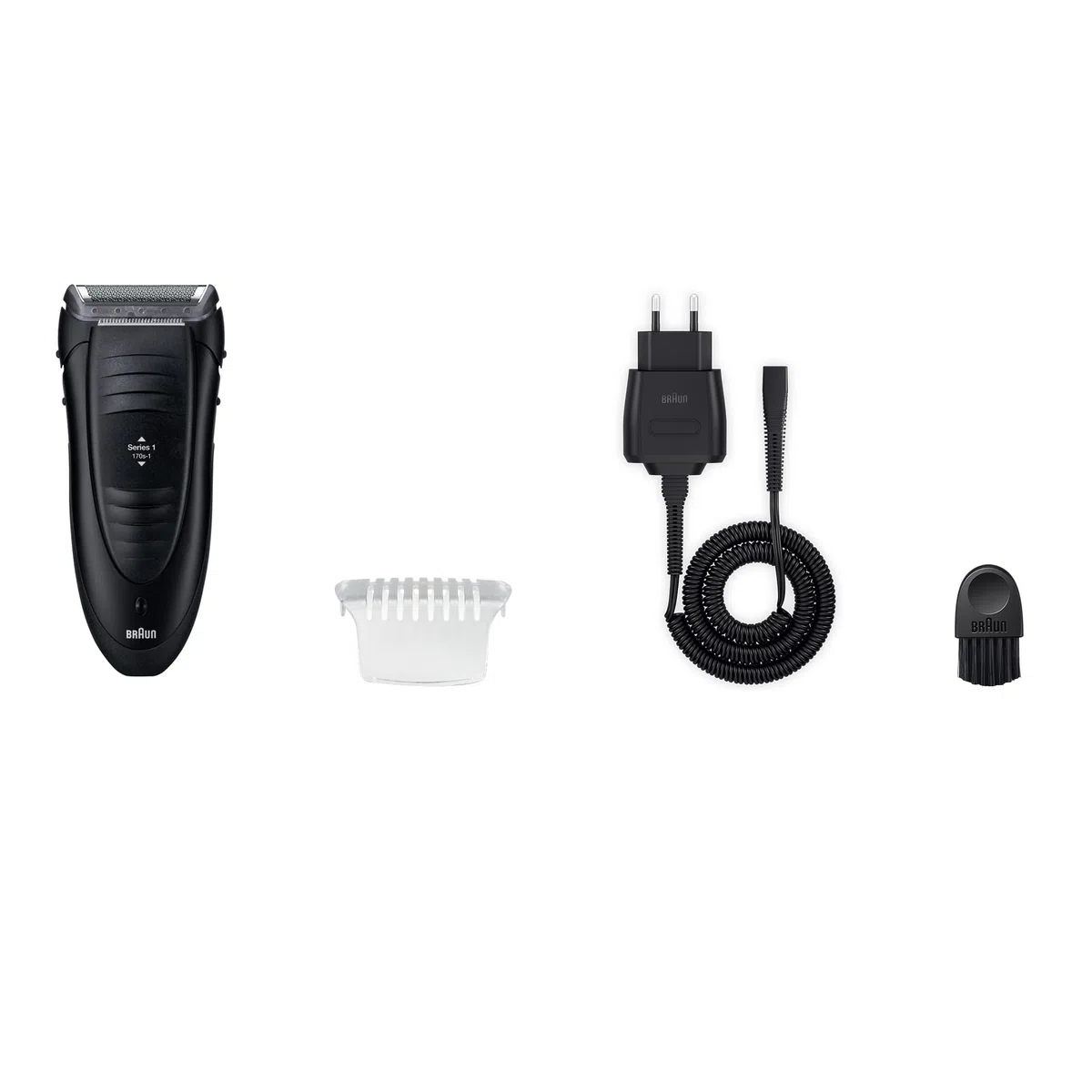 Braun Rasoir pour hommes série 1, rasoir électrique avec tondeuse à cheveux longs, rasoir électrique, 170s, noir, Cadeau Saint Valentin
