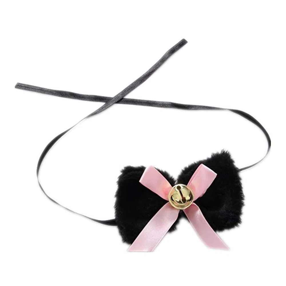 Ensemble de gants et oreilles de chat en peluche avec bandeau, queue (noir)