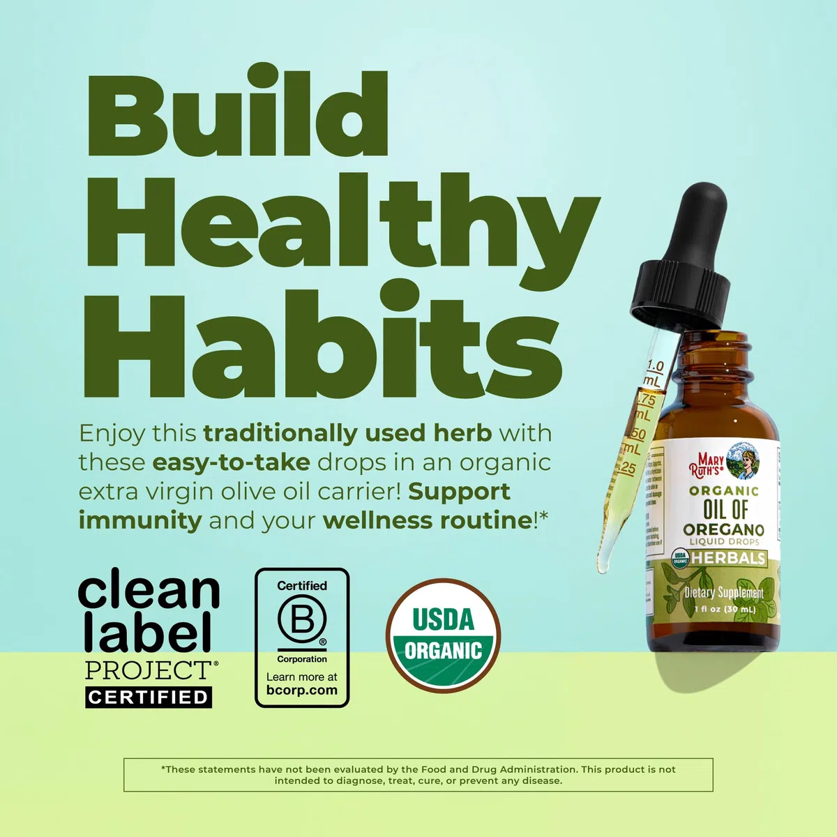 MaryRuth Organics, Oil of Oregano Drops, Huile d'Origan Végétalienne en Gouttes, 30ml, Testé en Laboratoire, Végétarien, Sans Gluten, Sans Soja, Sans OGM