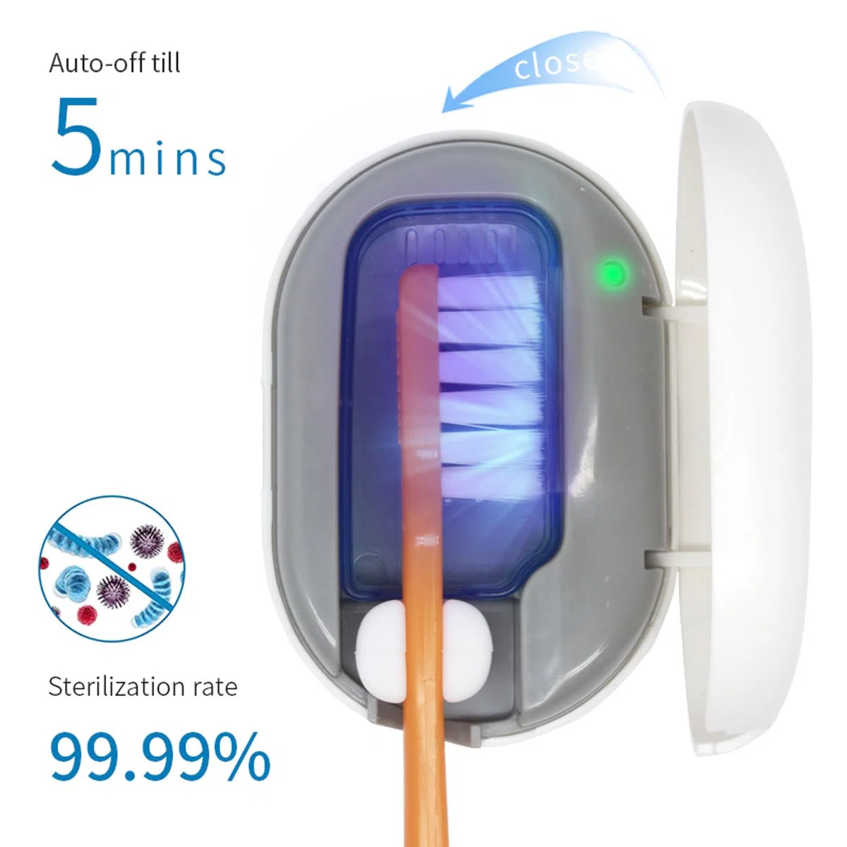 Boîte de désinfection de brosse à dents électrique portable et de séchage intelligent, UVC, appareil de désinfection à fixation murale, convient pour les voyages en plein air, les dortoirs