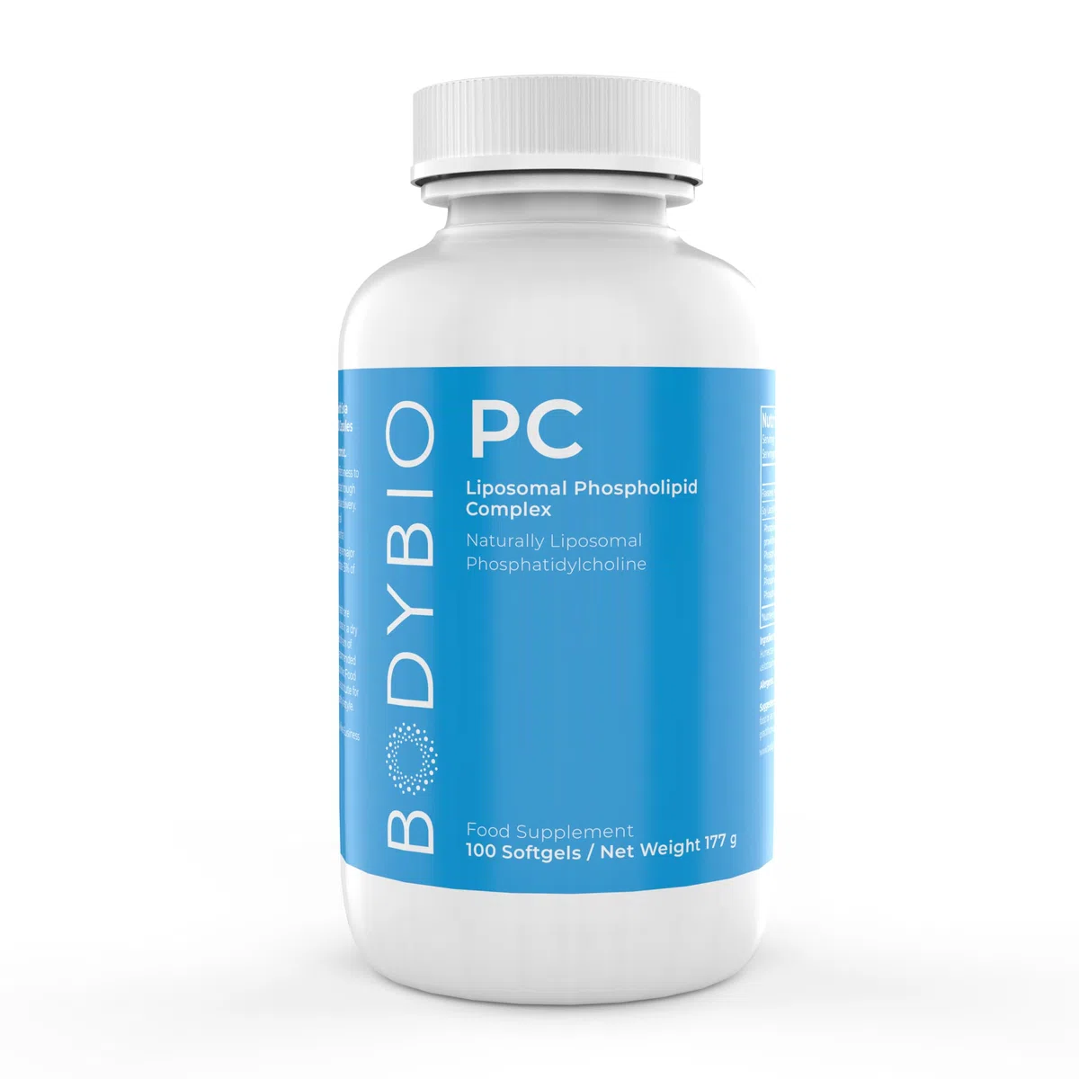 BodyBio PC - Complexe de Phospholipides avec Phosphatidylserine - Clarté Mentale, Memoire et Concentration - Complement Alimentaire Cerveau et Détox Douce - 100 Gélules