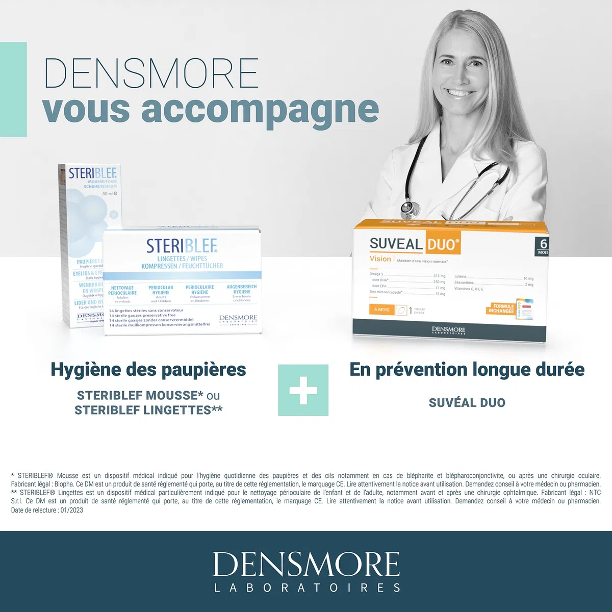 Densmore - SUVEAL Duo - Complément Alimentaire Ophtalmologique à base de DHA (Oméga 3), Lutéine, Zéaxanthine, Vitamines et Zinc - Idéal Vision - 180 Capsules - Cure de 6 mois - Fabriqué en France