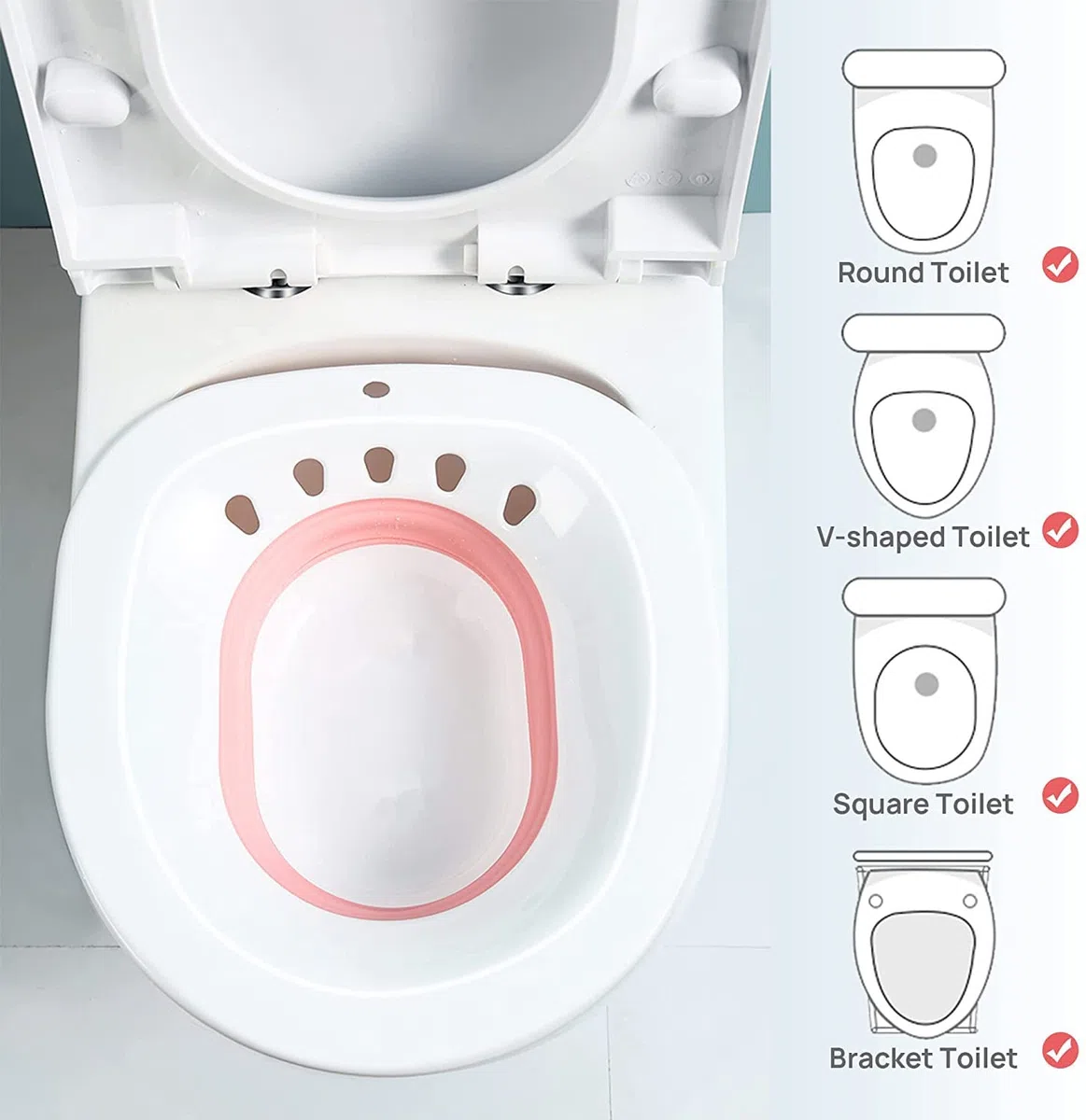 Baignoire de siège pour toilette, Bassin de bain Sitz pliable,bidet portable, convient aux toilettes universelles