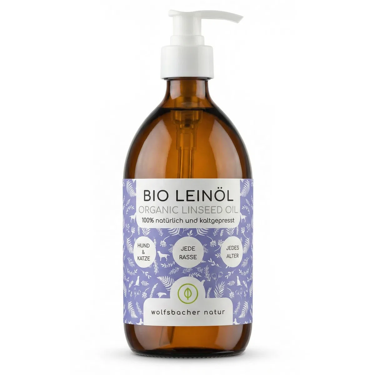Huile de Lin Bio pour Chiens & Chats 500ml I Naturelle et pressée à Froid - Alternative végane à l'huile de Saumon d'Allemagne I Soutien pour Le Pelage & la Peau grâce aux oméga 3
