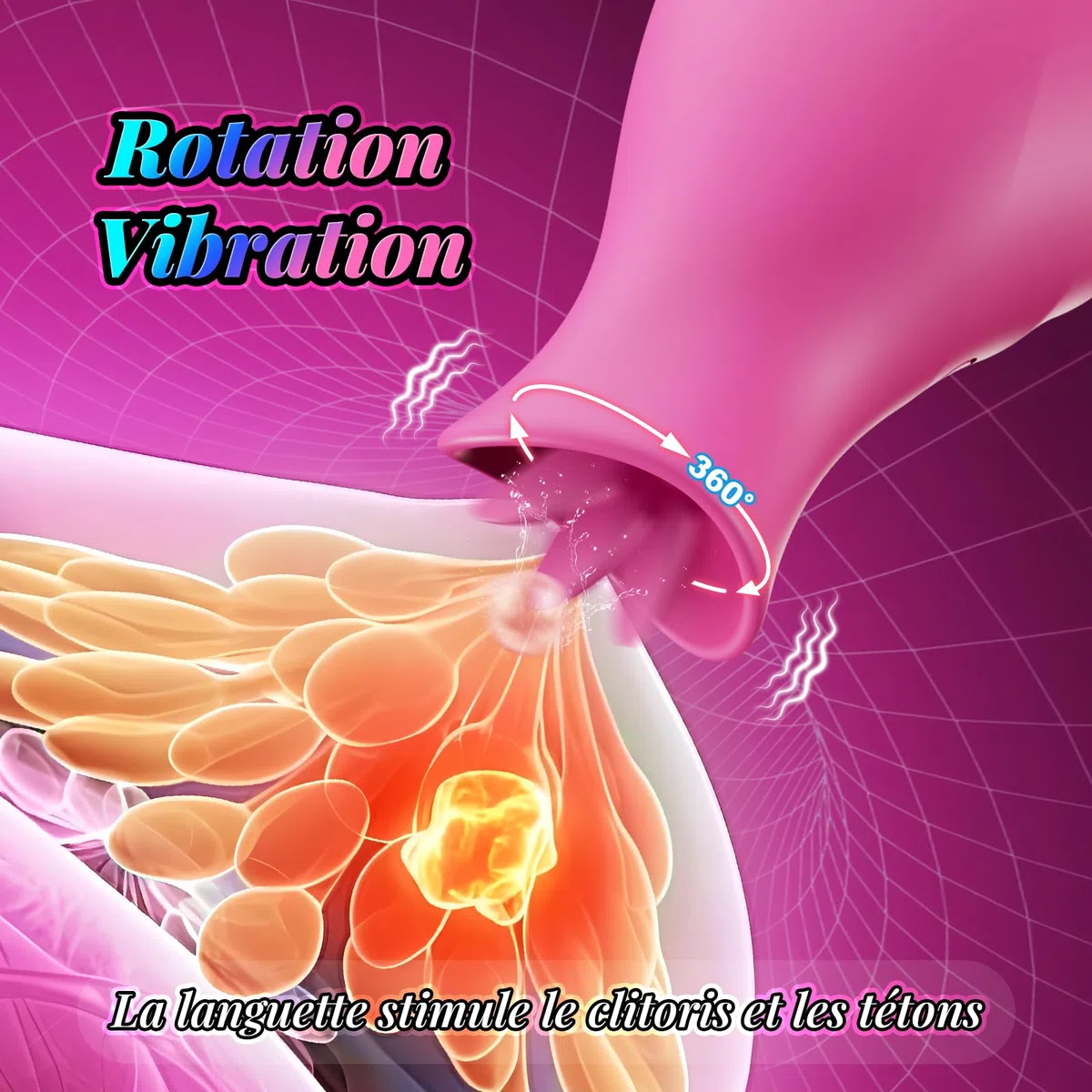 Vibromasseur Femme Clitoridien Sex Toys, 2-EN-1 Silencieux Vibromasseurs avec 10 Modes Succion & Langue, APP Contrôle, Vibro-masseur Rose Sextoyse Femme, Stimulateur Clito et Mamelons par Succion