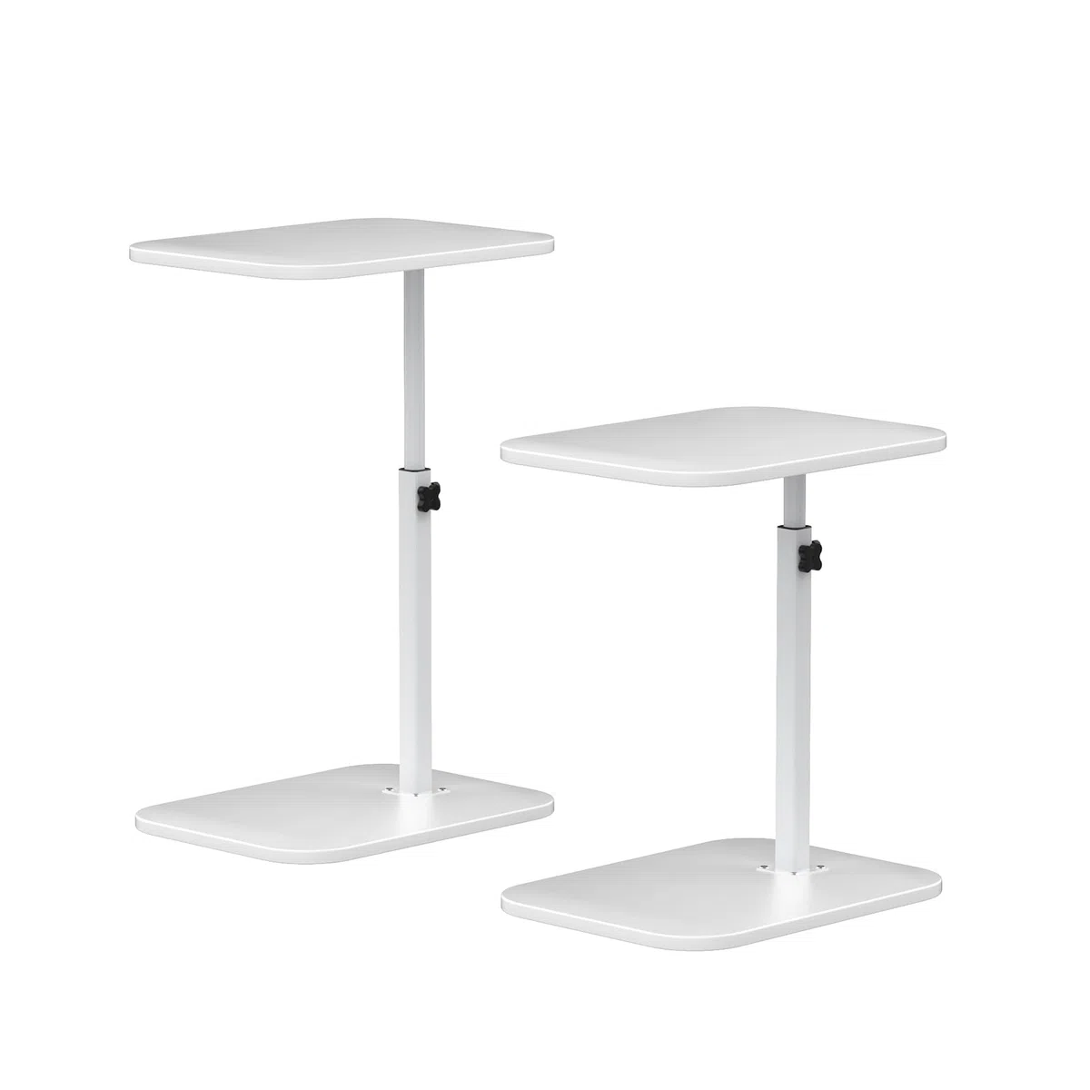 LANTUS Table de lit Mobile, Table d'appoint,Support PC pour Salon Bureau Chambre, Freins pour Stabilisation, Réglage Facile, 40 x 30 x 80 cm - Forme en C - Blanc