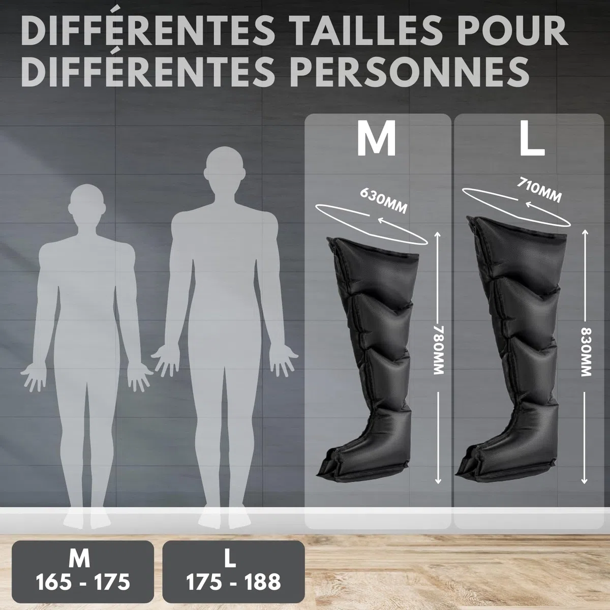 Bottes de Pressothérapie sans Fil, Masseur de Jambes pour Drainage Lymphatique, Soulagement de la Douleur, Amélioration de la Circulation Sanguine, Batterie 4 Heures (L)