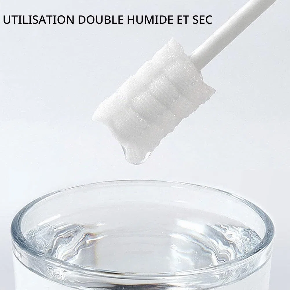 Yolispa Nettoyant buccal pour bébé, lot de 30 brosses à dents jetables pour bébé, gaze de coton douce, bâton de nettoyage de la bouche pour nouveau-né, soins dentaires pour bébé de 0 à 36 mois