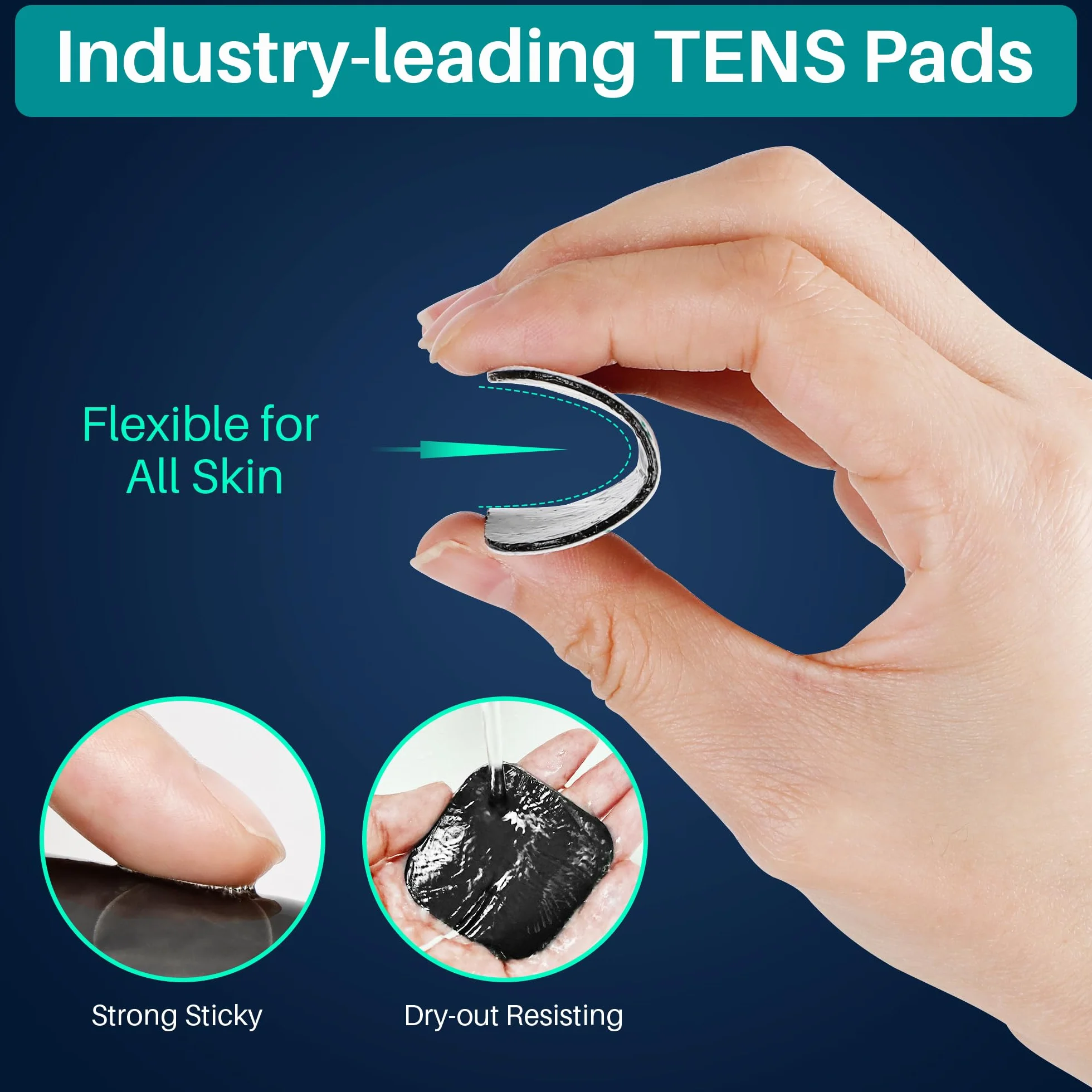 Electrodes Tens pour electrostimulateur 44 Pcs auto collantes et durables, tens électrodes carré pour les unités TENS EMS & Stimulateur musculaire