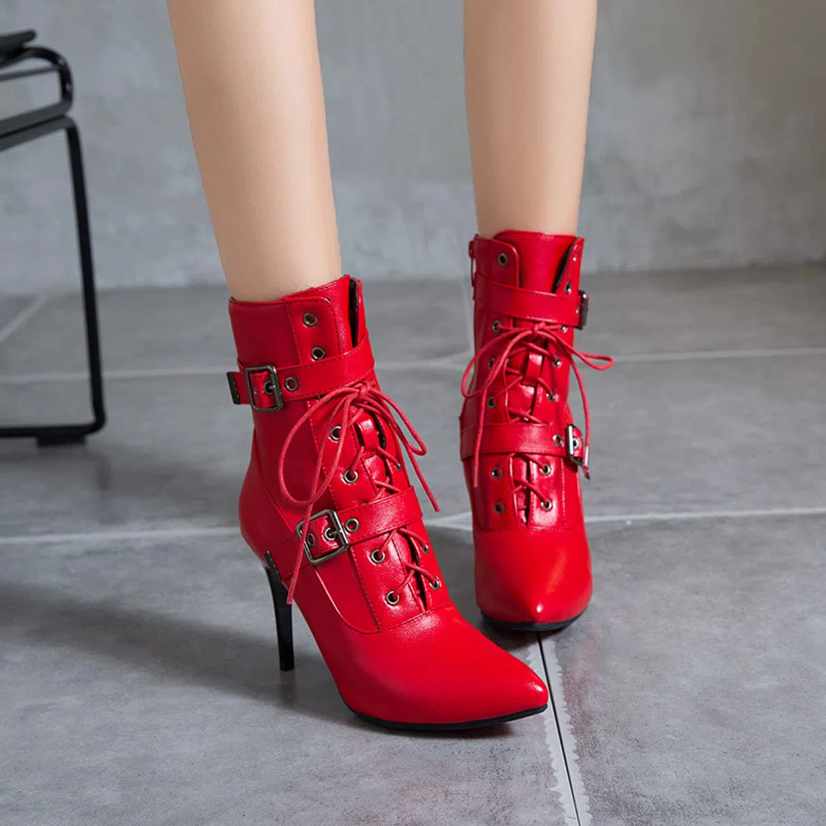 9 CM/3.54IN Mode Bottines Bout Pointu Passerelle Discothèque Stiletto Bottes Sexy Pôle Danse Discothèque Bottines