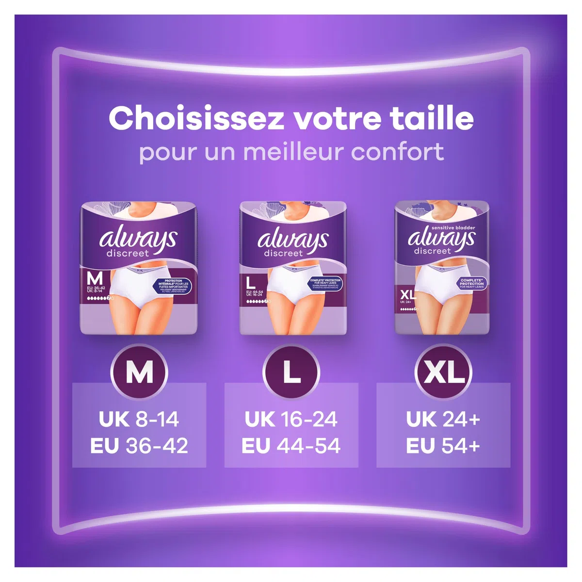 Always Discreet, 48 Culottes Incontinence Femme, Normal 5 Gouttes, Sous-Vêtements Taille M, Blanc, Protection Très Absorbante pour Fuites Urinaires Importantes ou post accouchement, Pack 1 Mois