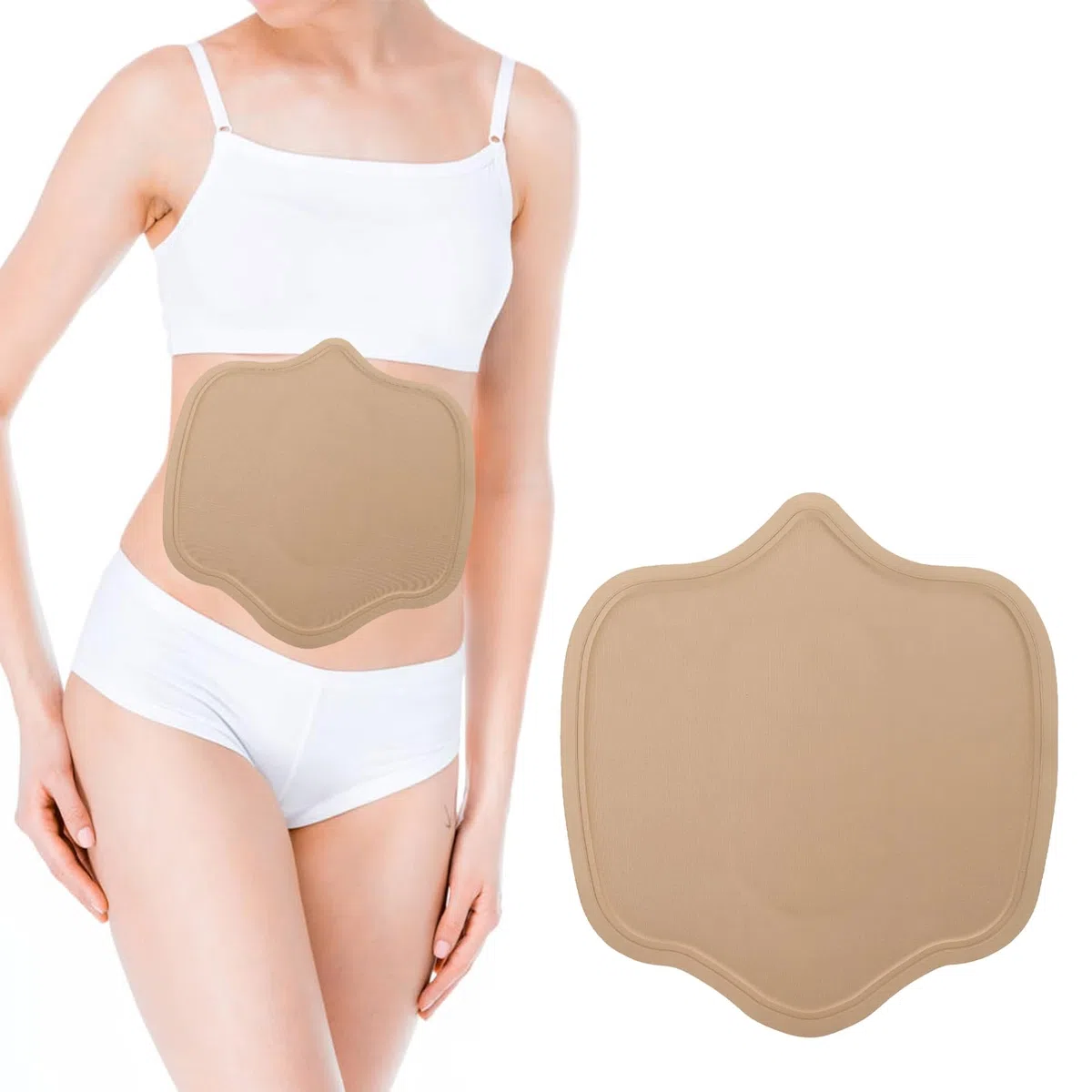 Planche Abdominale en Mousse Lipo Femmes Planche de Compression Abdominale Façonnage en Mousse Souple Post-chirurgie Planche D'aplatissement du Ventre (Beige)