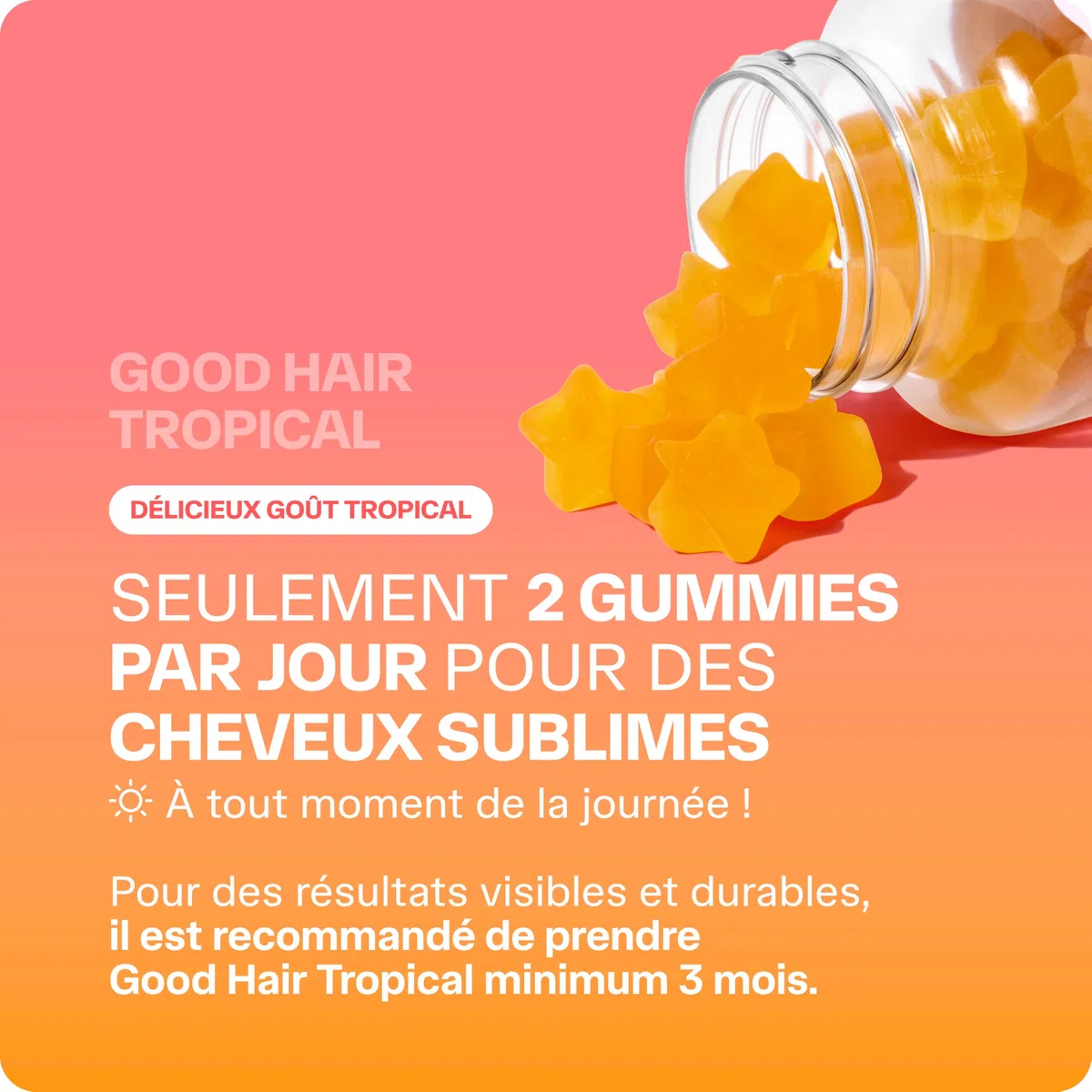 Lashilé Beauty - Gummies cheveux - Pousse accélèrée Croissance & Fortification des cheveux - Complément Alimentaire - Good Hair Summer - Biotine Zinc Vitamine B8 C - Cure 1 Mois 60 Gummies