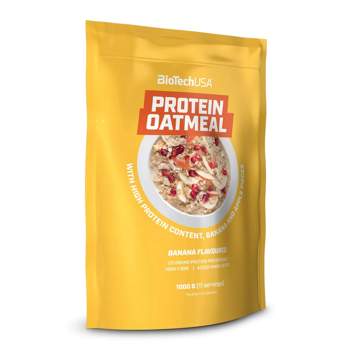 BioTechUSA Protein Oatmeal Repas fonctionnel, riche en protéines et fibres de flocons d’avoine, avec fruits secs, avec édulcorant, 1 kg, Banane