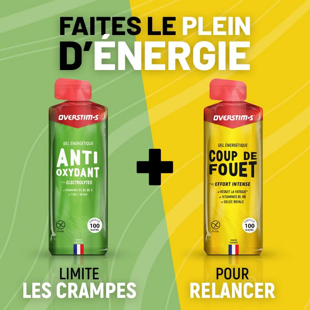 Overstim.s - Gel Antioxydant (10 sachets) - Gel énergétique pour le sport - Limite les crampes - Energie durable - Electrolytes (magnésium, sodium) - Réduit la fatigue - 100 kcal/gel - Pomme Verte
