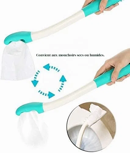 Aide à la Toilette Wipe Easy, Longue portée Comfort Wipe Poignée Range Comfort Porte-essuie-Glace inférieur