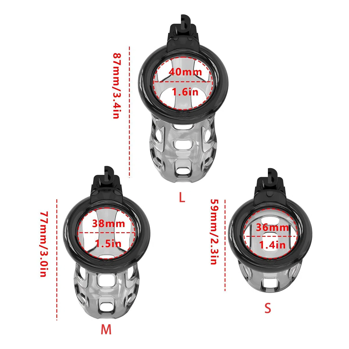 Chastity Cage en Silicone Sex Toýs Homme Cage de Chasteté Pénis avec Cathéter et 6 Anneaux Différents en ABS Cage Chastetée avec Serrure Cachée pour le Bndage du Pénis de l'Homme (Black,L)