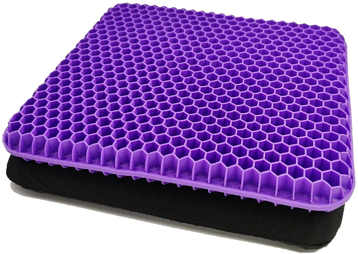 Coussin de Chaise,Coussin de Gel Respirant, Coussin Anti Escarres, Soulage la Pression sur Le Orthopédique avec Housse Antidérapant pour Voiture/Bureau/Maison/Fauteuil Roulant (Violet)