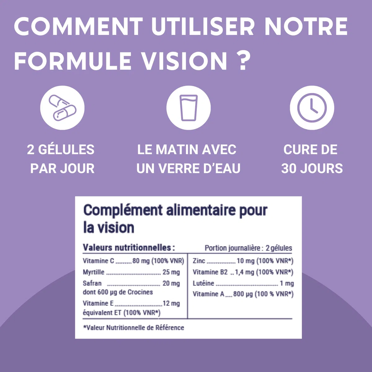 FORMULE VISION | Complément alimentaire pour les yeux | Myrtille, Safran, Lutéine, Zinc et Vitamines | Maintien d'une vision normale, yeux secs et fatigués | 60 Gélules | Fabriqué en France