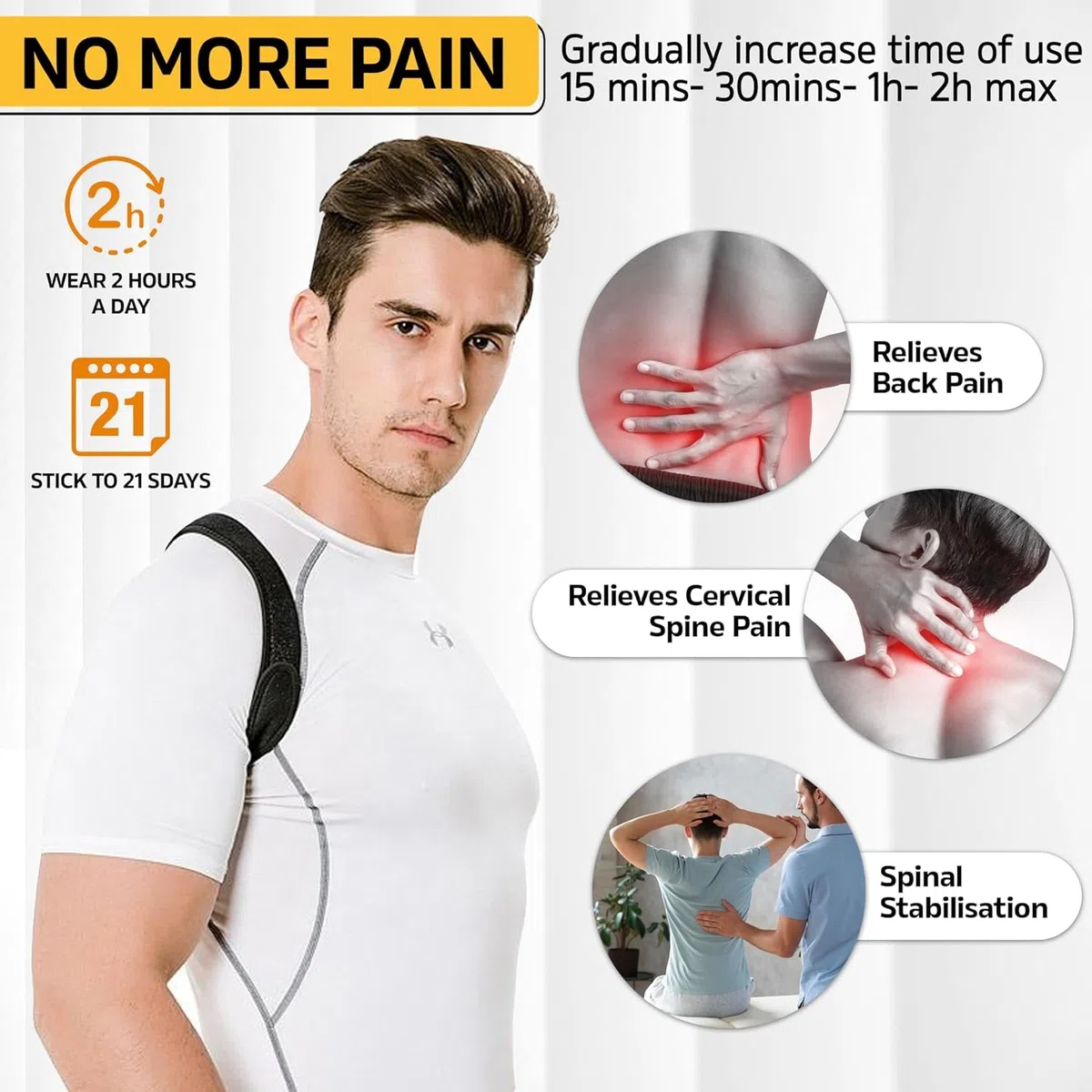 Correcteur de posture pour femmes et hommes, soutien dorsal supérieur réglable pour dos de posture - Soutien et soulagement de la douleur du cou, des épaules et du haut du dos