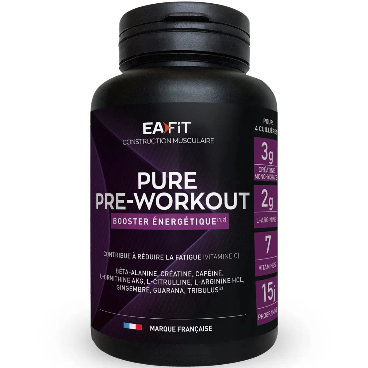 EAFIT Pure Pre-Workout - 330g - Saveur Fruits Rouges - Booster énergétique - Certifié Anti-Dopage | Booster Pre-Workout Energetique, Creatine Et Cafeine Pour La Musculation - Certifie Anti-Dopage, Fruits Rouges, 330 g