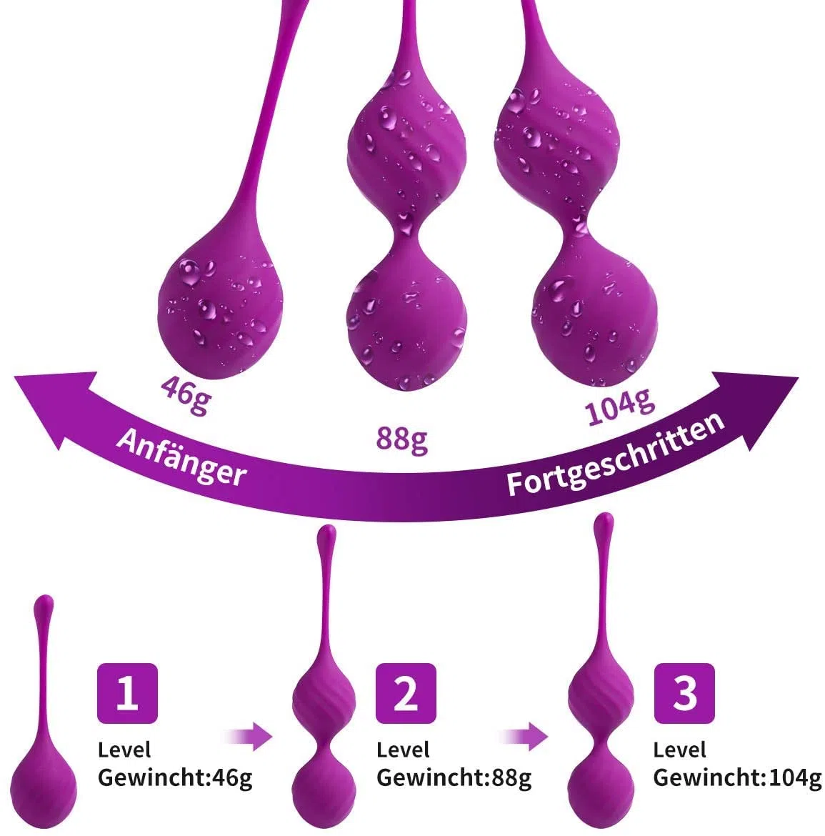 Love Balls Kegel Balls Training Balls Entraîneur de plancher pelvien Ensemble de 3 Silicone Parfait pour les femmes pour les jouets sexuels entraînement érotique du plancher pelvien (purple)