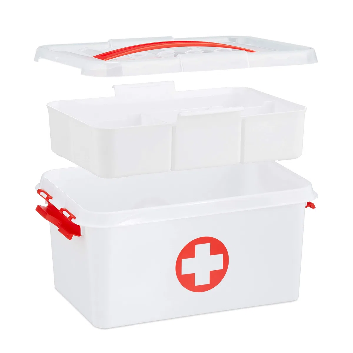 Relaxdays 10026306 premiers secours, Boîte de pansements, vide, pour urgences, plastique, HLP: 21x30x14,5 cm, blanc, PP, 21 x 30 x 14,5 cm