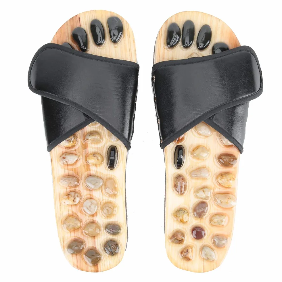 Pantoufles de massage des pieds, sandales d'acupuncture en pierre de galet pieds Relax chaussures tapis relaxant réflexologie outils de massage soins de santé pour(39-40)