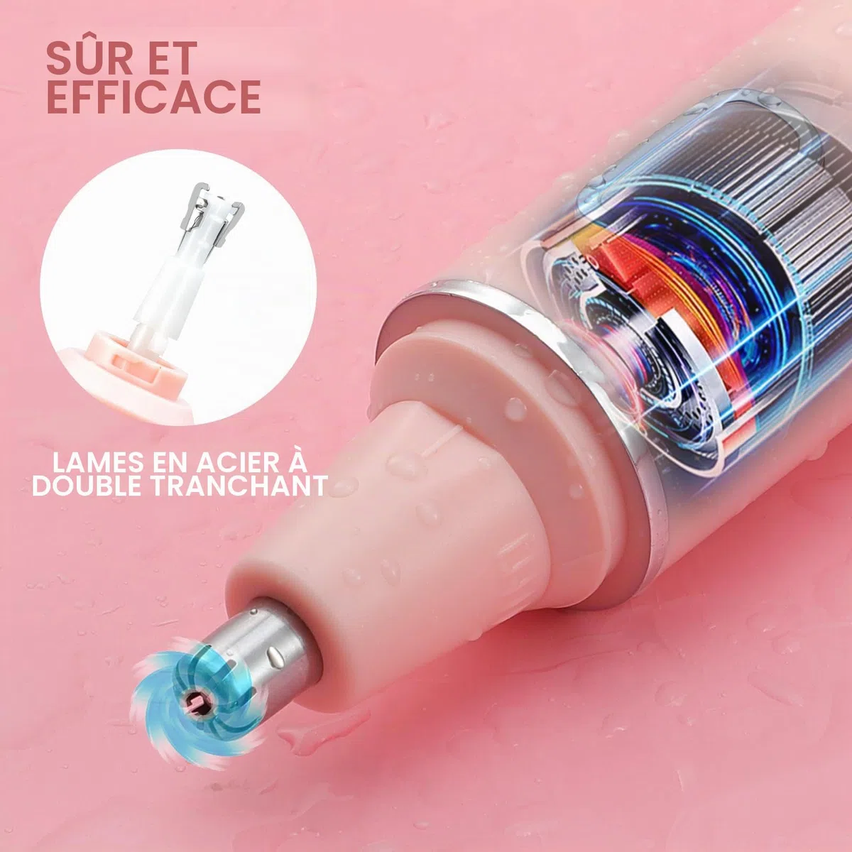 Tondeuse Indolore pour Femmes, Rechargeable 2024 Upgrade, Tondeuse Nez Cheveux, IPX7 Étanche Moteur Puissant, Nettoyage Facile, Rose