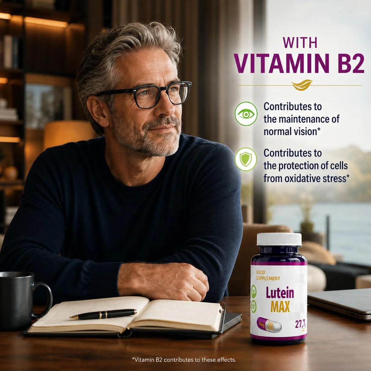 Hepatica Lutéine 50 mg avec Vitamine B2 | Extrait de Souci | 90 Gélules Véganes | Réserve 3 Mois | GMP & laboratoire indépendant