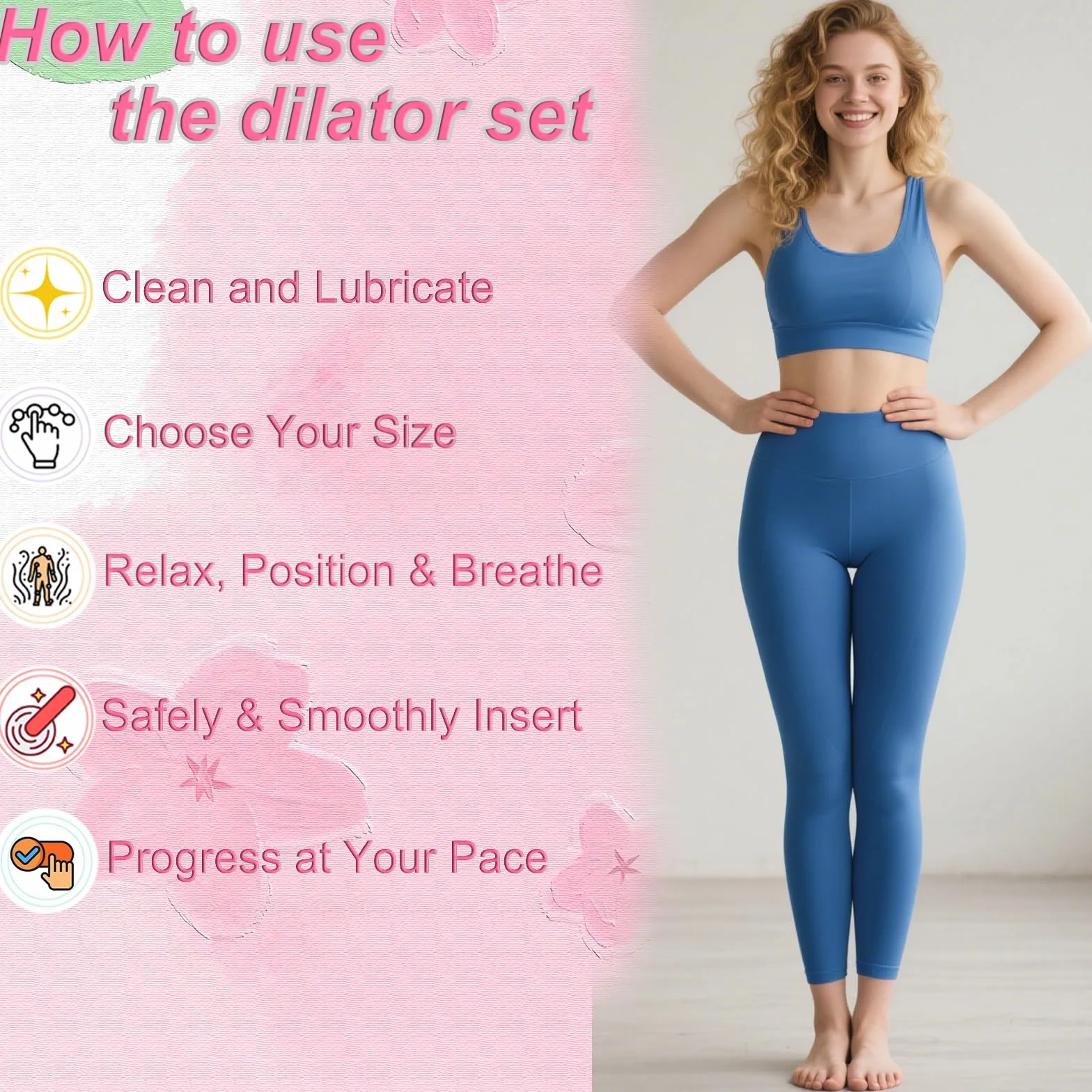 Dilatateur Vaginal Post-Partum - Exercices de Kegel Progressifs - Silicone Rééducateur Pelvien pour Renforcement Musculaire Vagina - 5 Pièces Exerciceur Pelvien - Echelle et Pull-tab Design (Colorée)