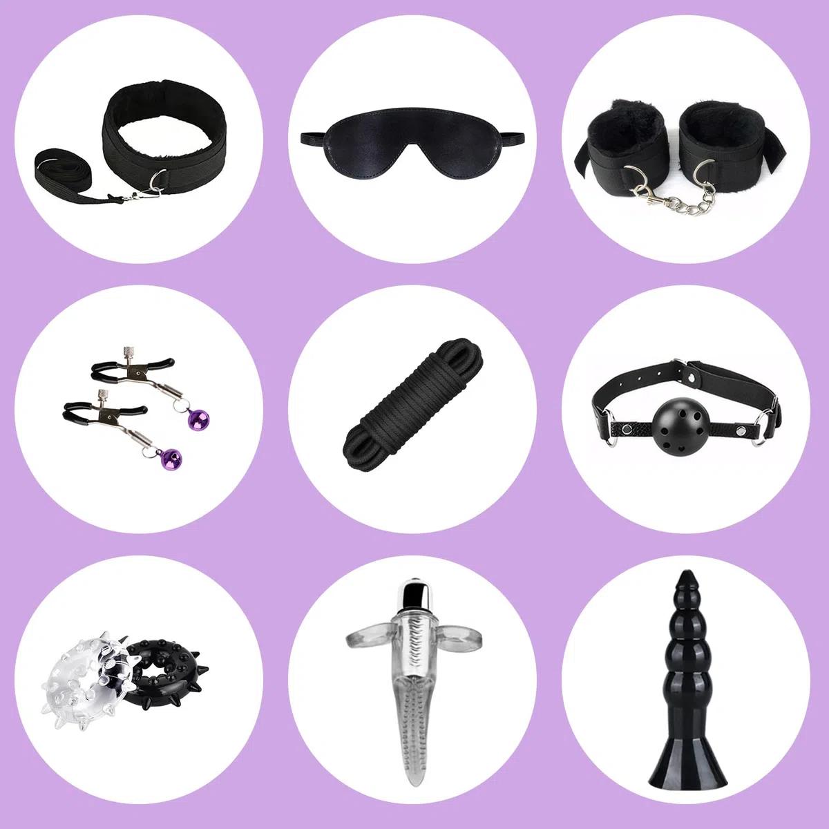 Ninonly Kit de Jeu de Rôle Adulte 15 Pièces – Accessoires Premium pour Couples Noir